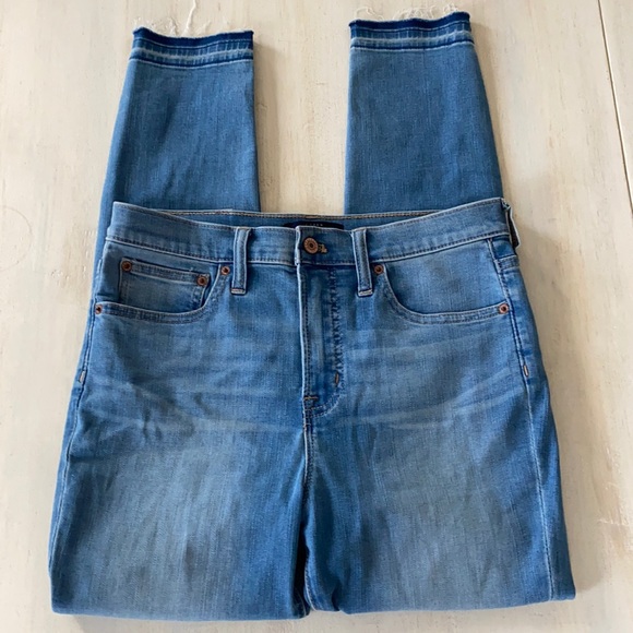 J. Crew Denim - J. Crew mercantile high rise light wash frayed hem skinny jeans 28